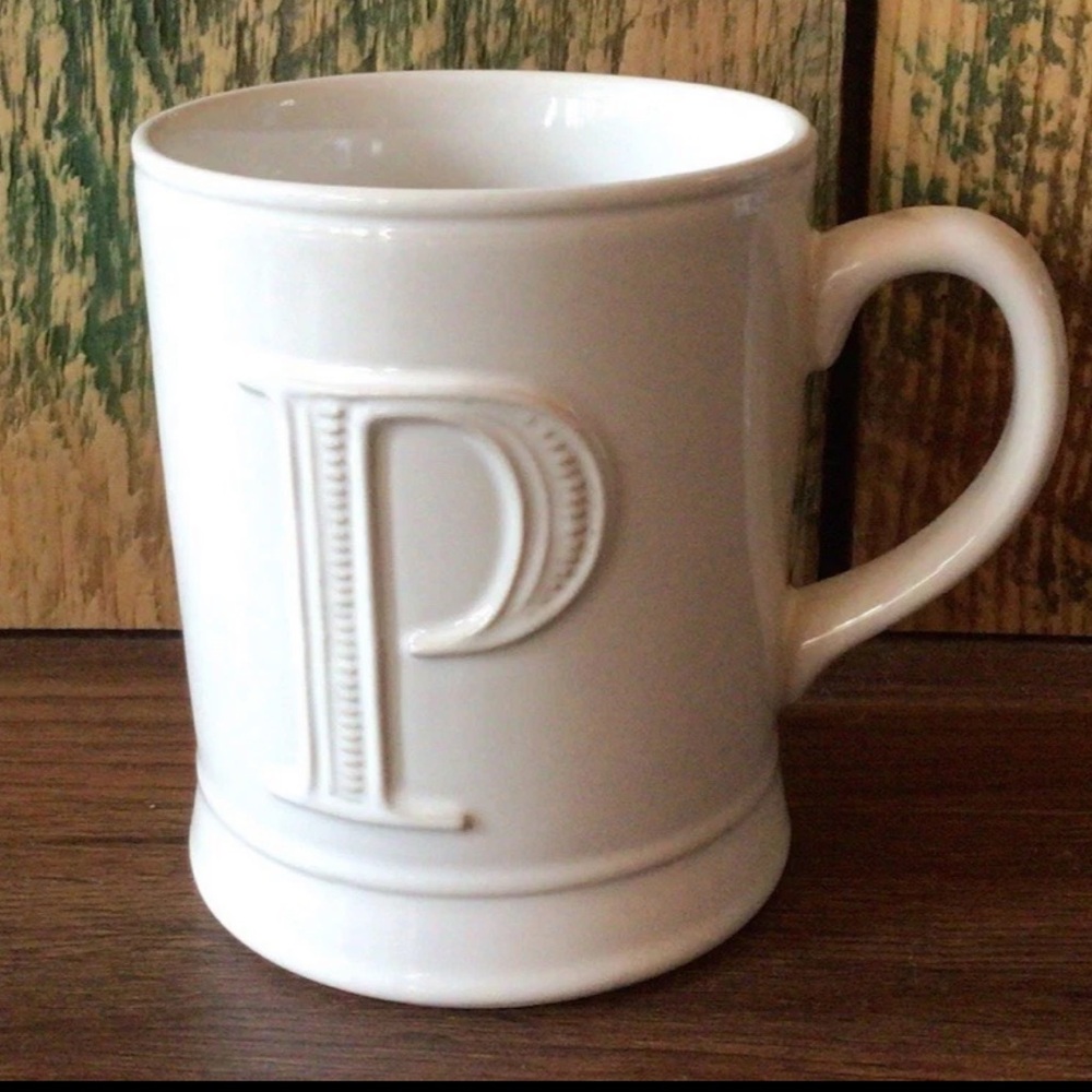 POTTERY BARN Ceramic Mug Cup Initial Monogram Letter P